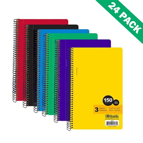 3 subject wide ruled spiral notebook